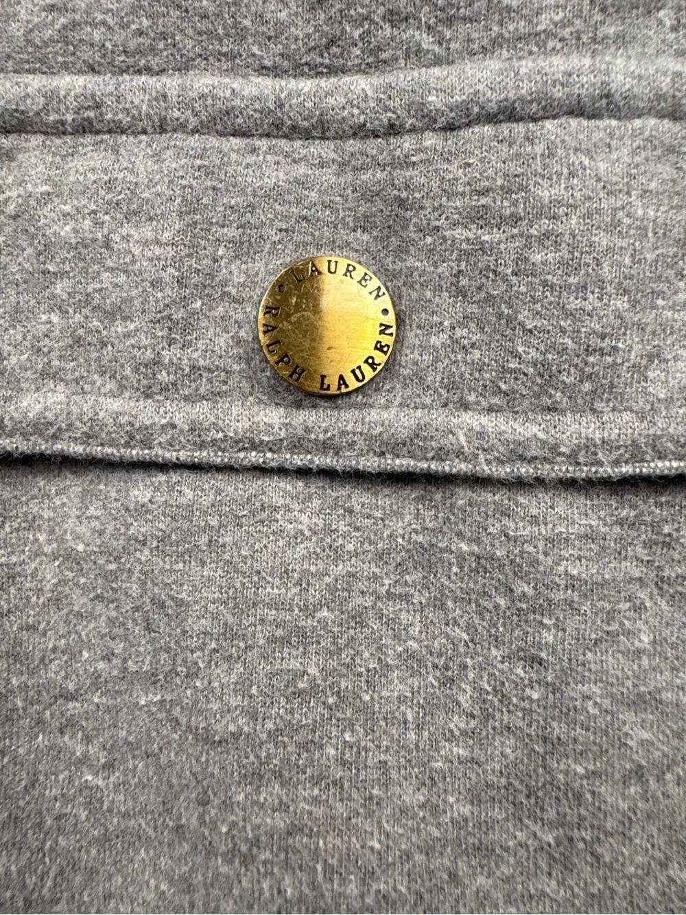 Lauren Ralph Lauren Petite Women PS Gray Cotton Knit Zip Sweater Jacket Gorp VTG